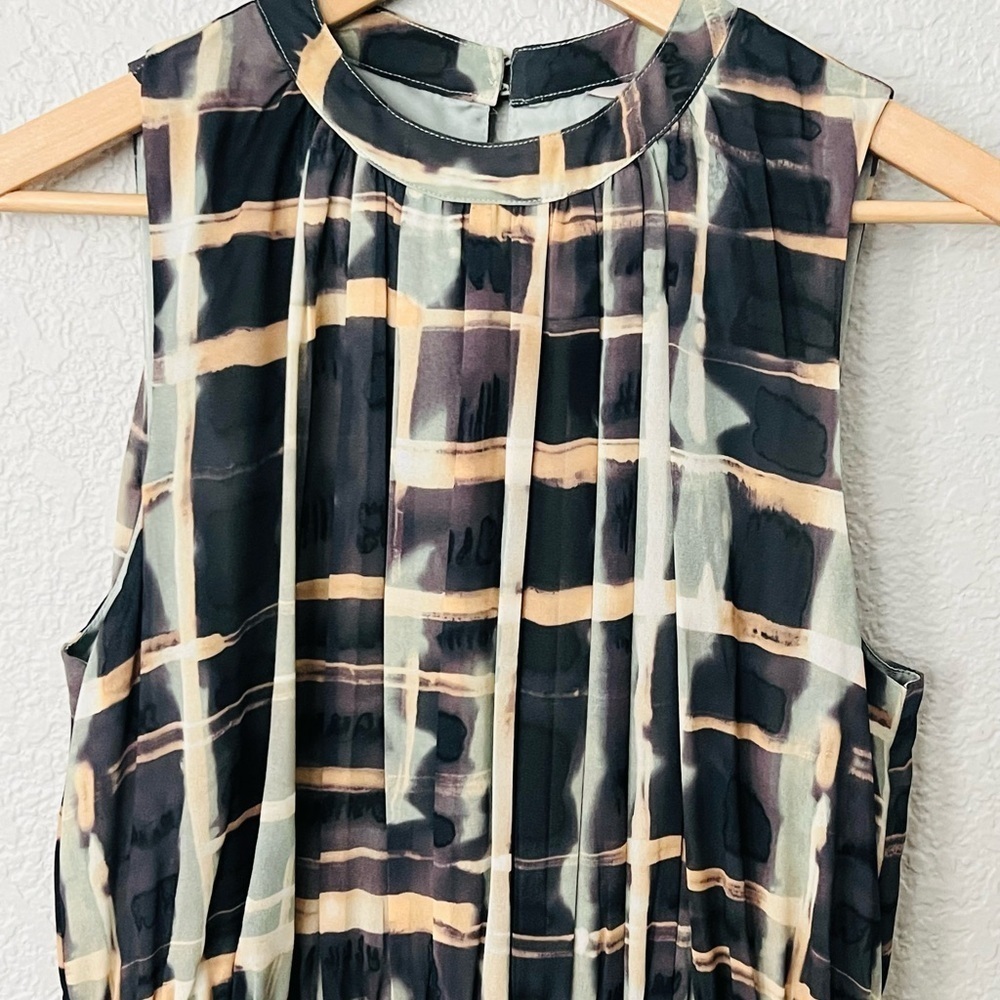 H&M Black Green and Cream Plaid Maxi Dress size medium - Picture 2 of 4